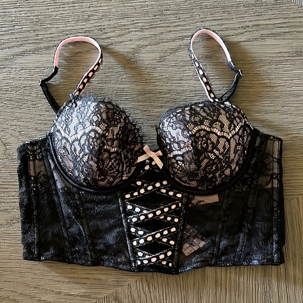Victoria Secret Lightly-Lined Lace-Up Corset Top
